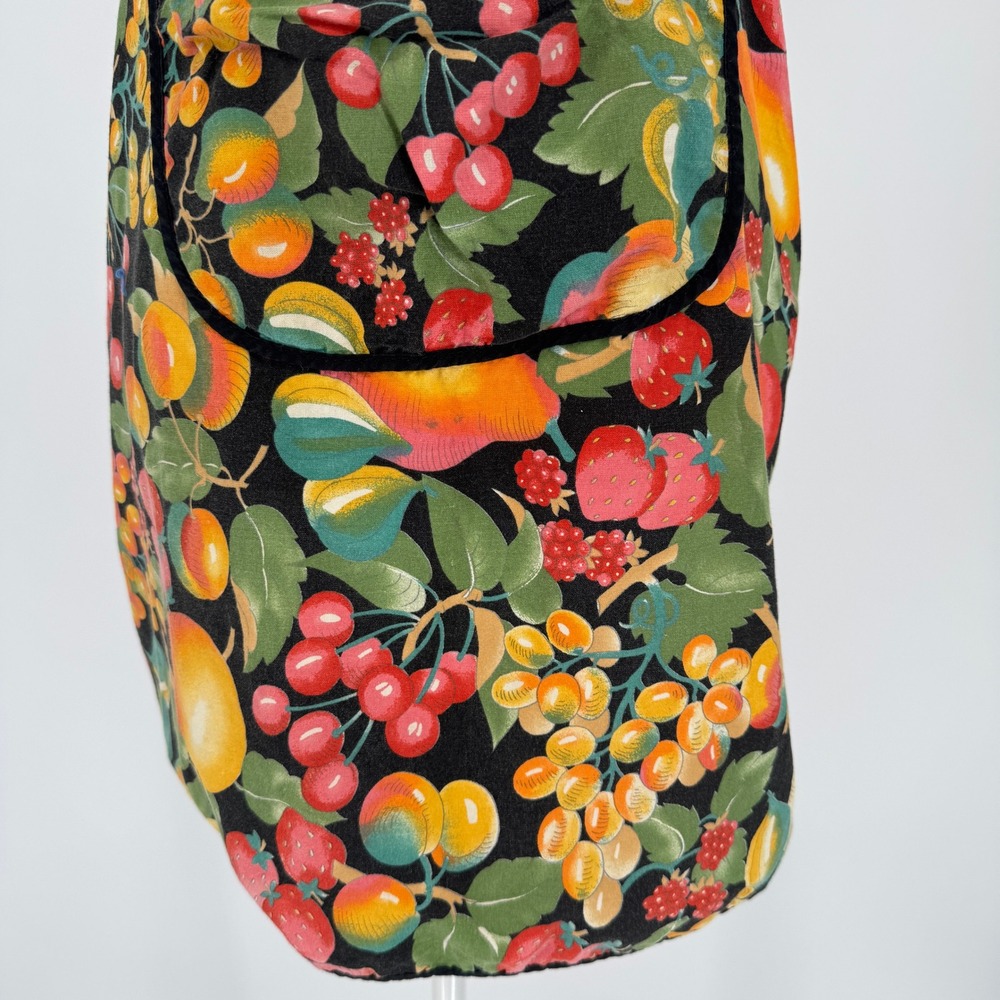 Vintage Maison Mode Apron OS Cotton Fruit Print Cottagecore French Made - Picture 5 of 9